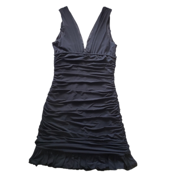 NWT BCBG Maxazria Black Empire Ruched Mini Dress Sleeveless V, Size M - Picture 1 of 12